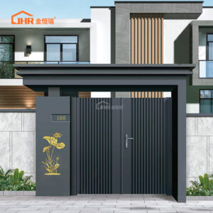 Elegant Anodized Aluminum Swing Gate Matte Black Finish